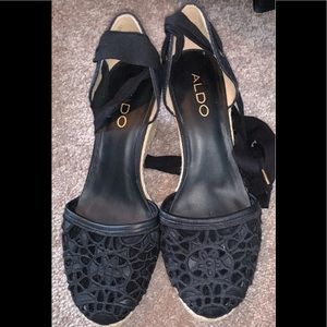 Aldo black espadrille wedges